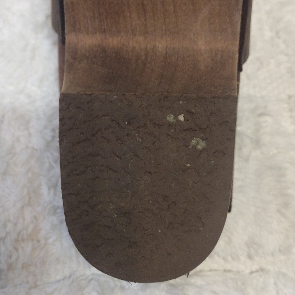 Sanita Women's Brown Leather Slip-On Clog with Buckle Size 38 - Picture 4 of 9